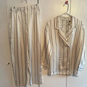 Victoria's Secret Silk Pajama Top in Cream and Black